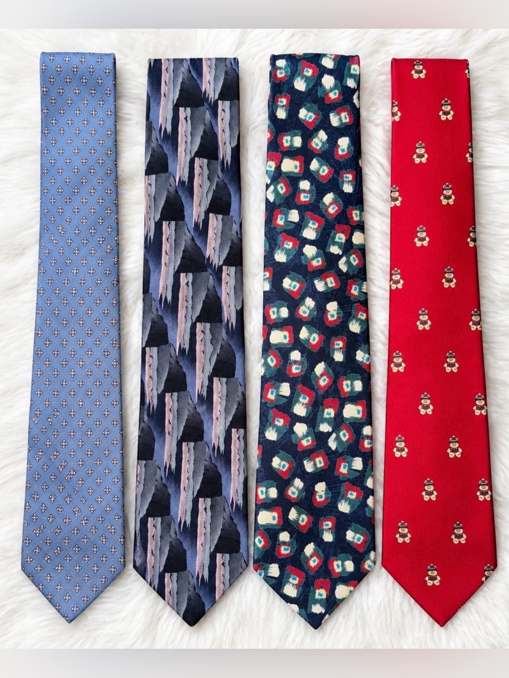 Vintage 80-90’s Men’s Silk Tie Lot of 4 | Retro Business | Collectible Novelty